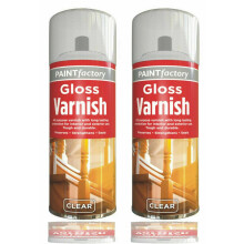 2x250ml Clear Gloss Varnish Spray Exterior Interior Aerosol All Purpos