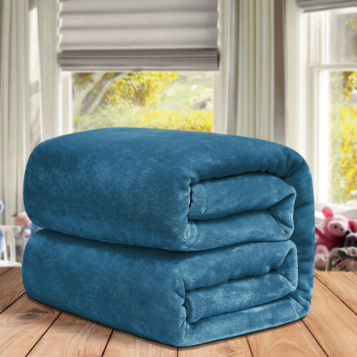 (King, Teal) ThicK Warm Super Soft Large Blanket Faux Fur Fleece Bed ALL Size UK