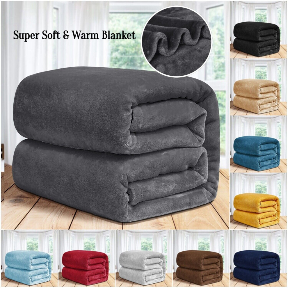 ThicK Warm Super Soft Large Blanket Faux Fur Fleece Bed ALL Size UK