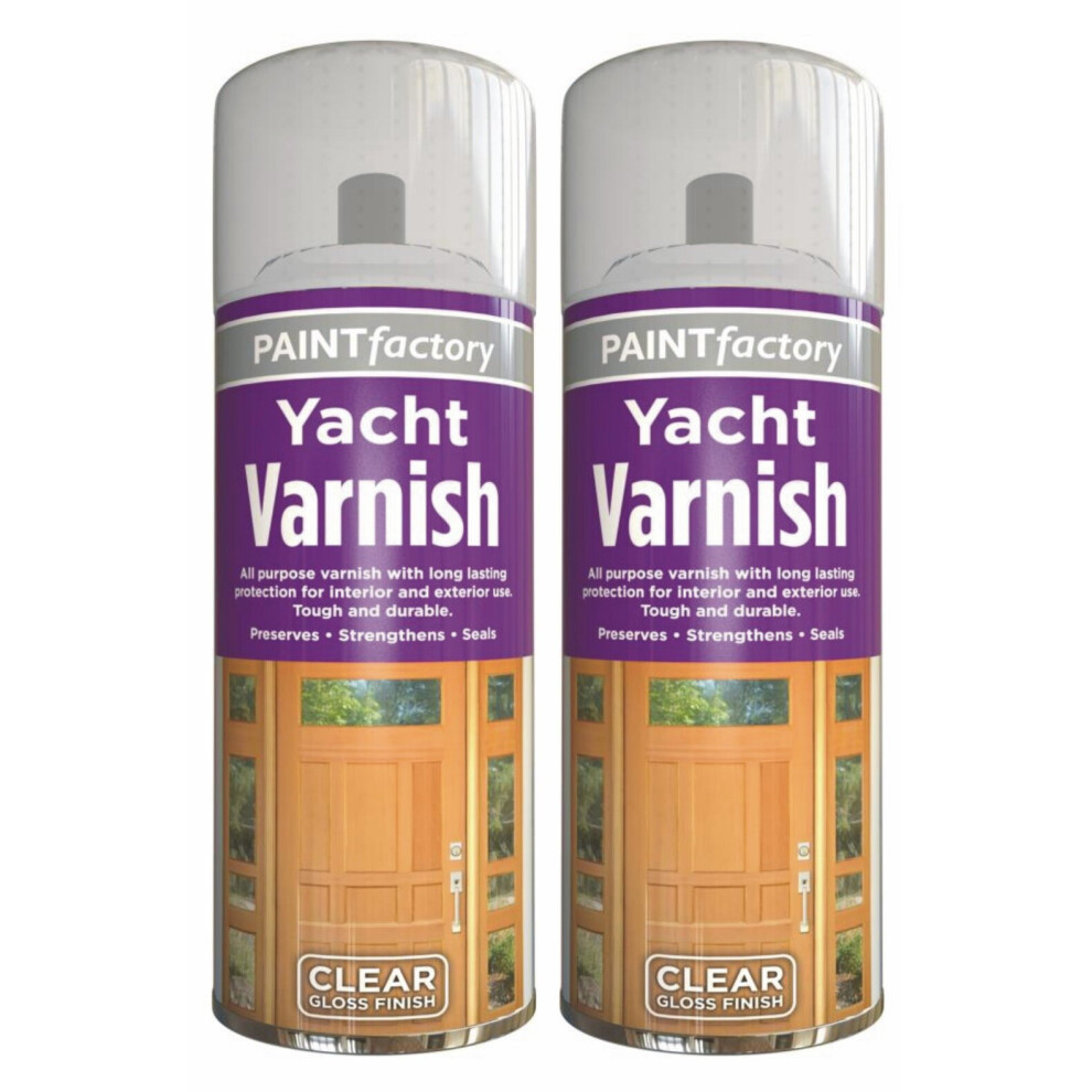 2 x 250ml Clear Yacht Varnish Spray Exterior Interior Waterproof