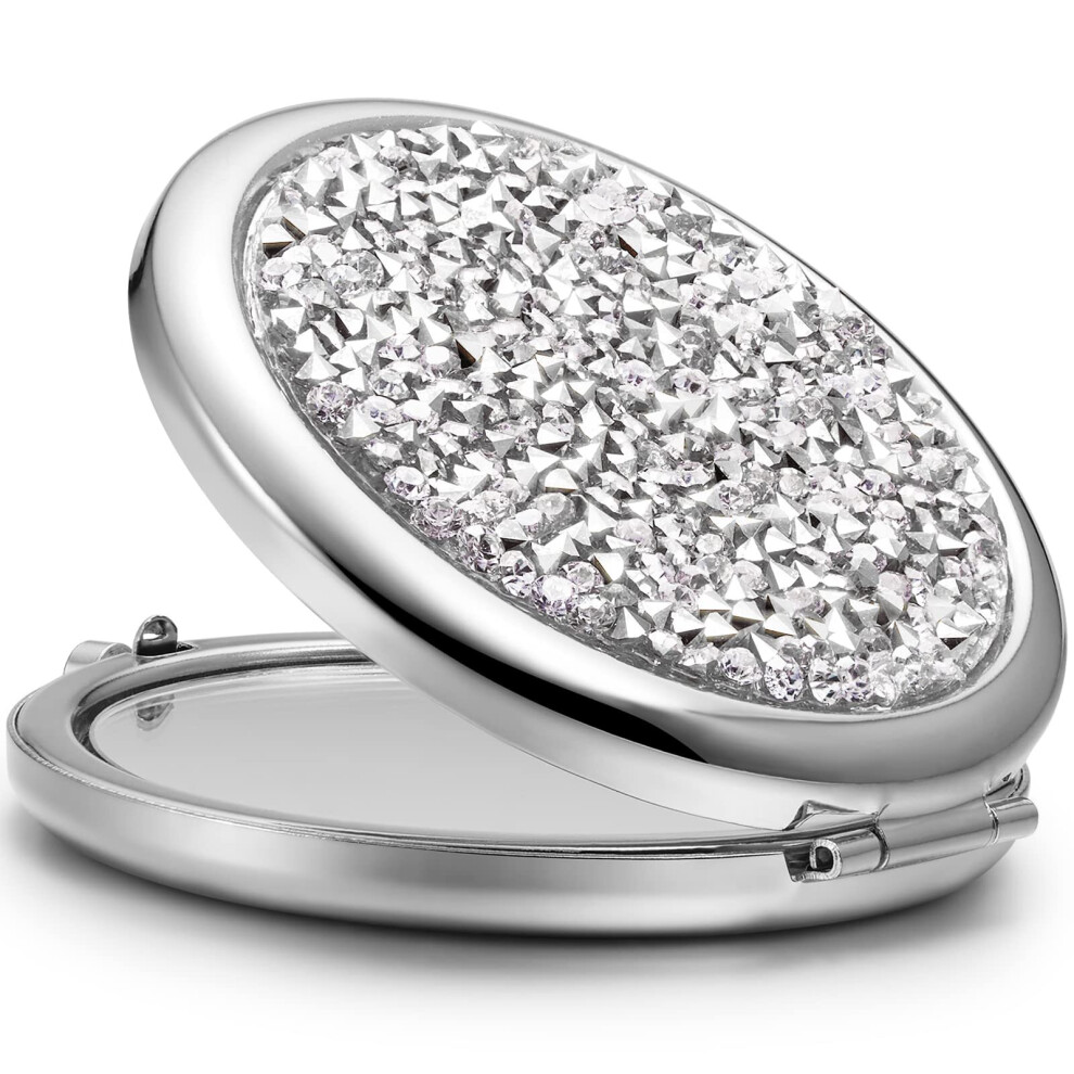 Gopatriot Memory Silver Small Travel Magnifying Makeup Mirror Round Mini Handbag Pocket Mirror