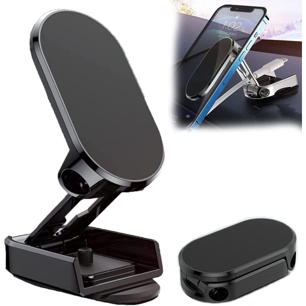 Alloy Folding Magnetic Suction Car Mobile Phone Holder Magnetic Suction 360Â¡Ã£ Rotatable (Black) Black 9413633945968