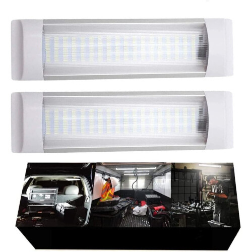 12V 72LED Interior Lights 2 Pack, Ceiling Light Strip Lights with On/Off Switch