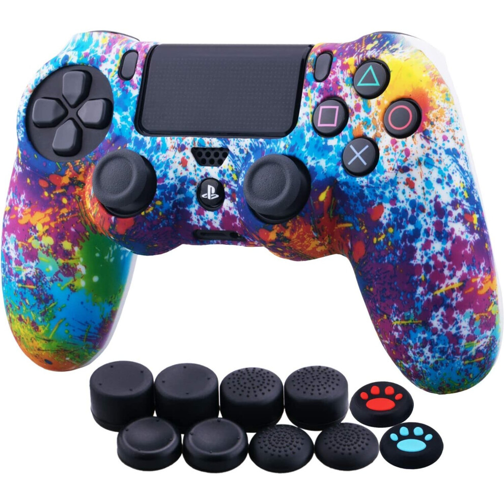 Sony PS4/Slim/Pro Dualshock 4 Controller Water Transfer Camouflage Silicone Case with Thumb Grip