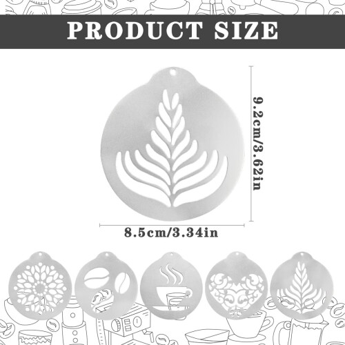 5-Pack Stainless Steel Coffee Decoration Stencils 1