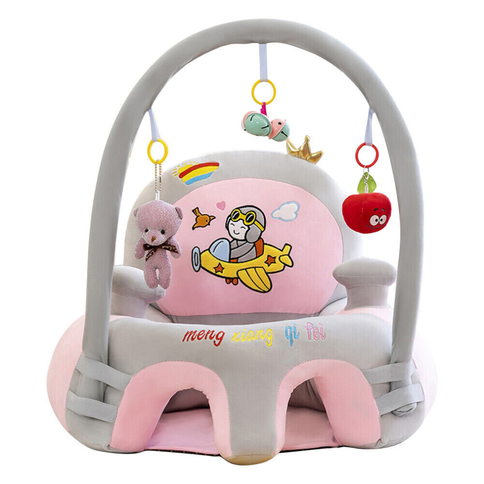 (  Grey) Baby Feeding Safety Seat Skin Cartoon Plush Learning Sit Chair