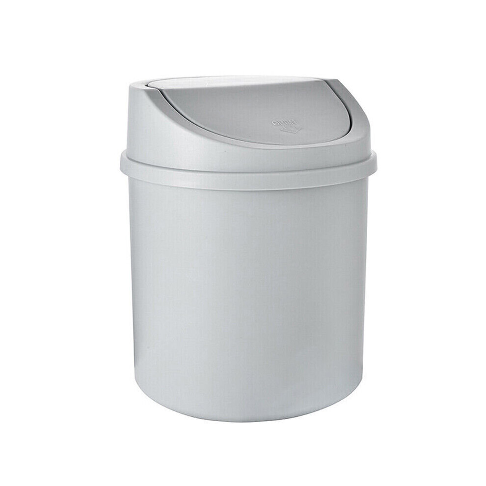 (  Gray) Mini Desktop Bin Small Trash Can Tube with Cover Bedroom Trash Can Garbage Can