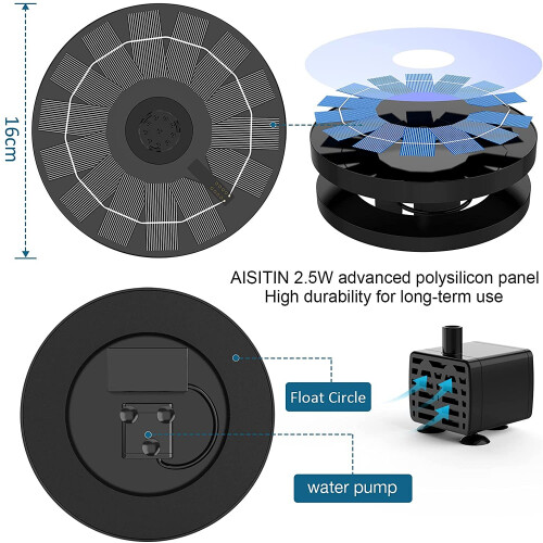 Solar Powered Fountain | Solar Bird Bath Pump Floating Fountain Pump 1
