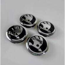 4x 56mm Wheel Centre Caps Black Chrome for Skodas Octavia Fabia Scala