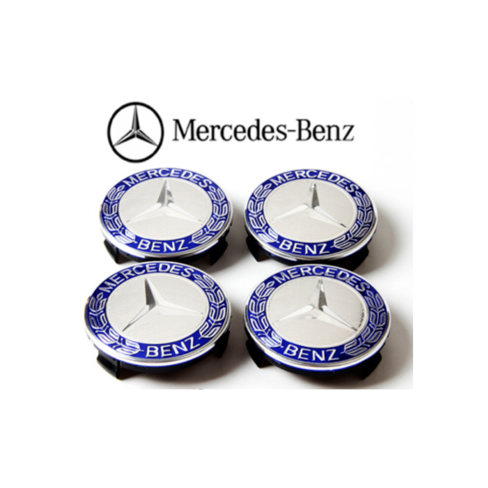 Newjass 4X Mercedes Benz Wheel Centre Cap 75Mm Badge Hub Emblem - Fit All Blue