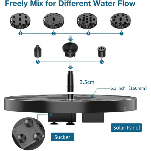 Solar Powered Fountain | Solar Bird Bath Pump Floating Fountain Pump 2