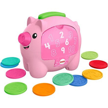 Fisher-Price Laugh & Learn Count & Rumble Piggy Bank, musical baby toy with fun motion action, GJC68