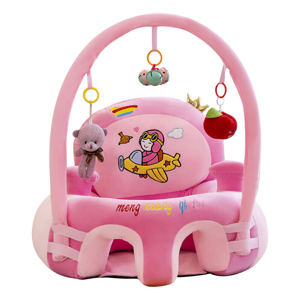(  Pink) Baby Feeding Safety Seat Skin Cartoon Plush Learning Sit Chair