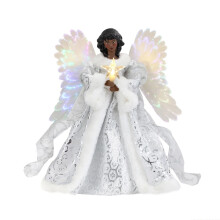 (Black) 98in Angel Led Christmas Tree Topper Fairy Festive Xmas Tree Top Ornament Gift