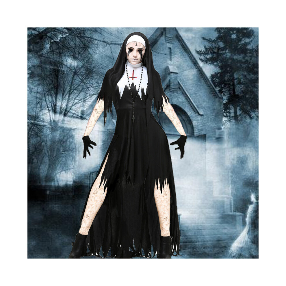 Ladies Nun Dress Womens Cosplay Scary Zombie Vampire Halloween Costume  Outfit on OnBuy