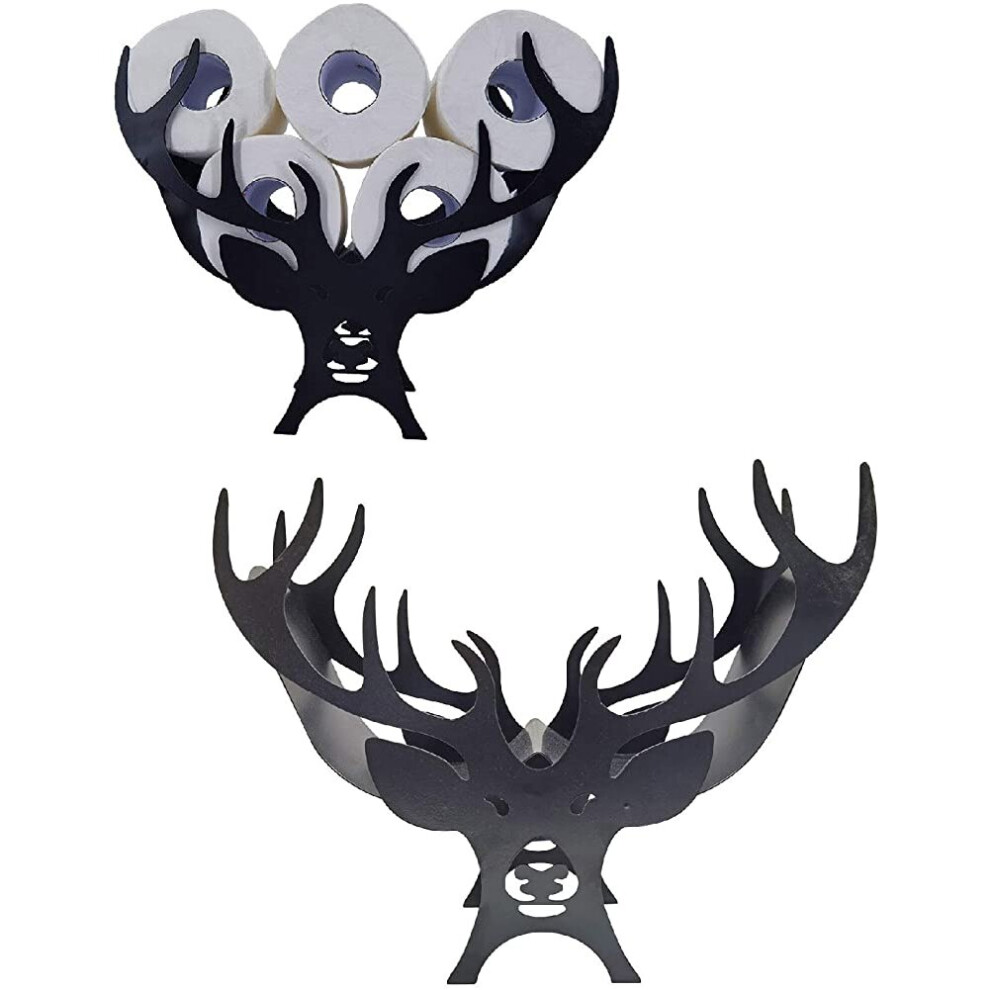 Toilet Roll Holder Metal Animal Shaped Toilet Paper Holder Sheep / Owl / Cattle - Black (Deer)-image-OPC-PBM9SFZ-NEW