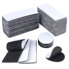 20 Pairs Male and Female Self-adhesive Tape, 4cmx10cm per piece, Self-Grip Scratch Double-sided Scratch Sticker Hook & Loop + 4 Pairs 4mm Round