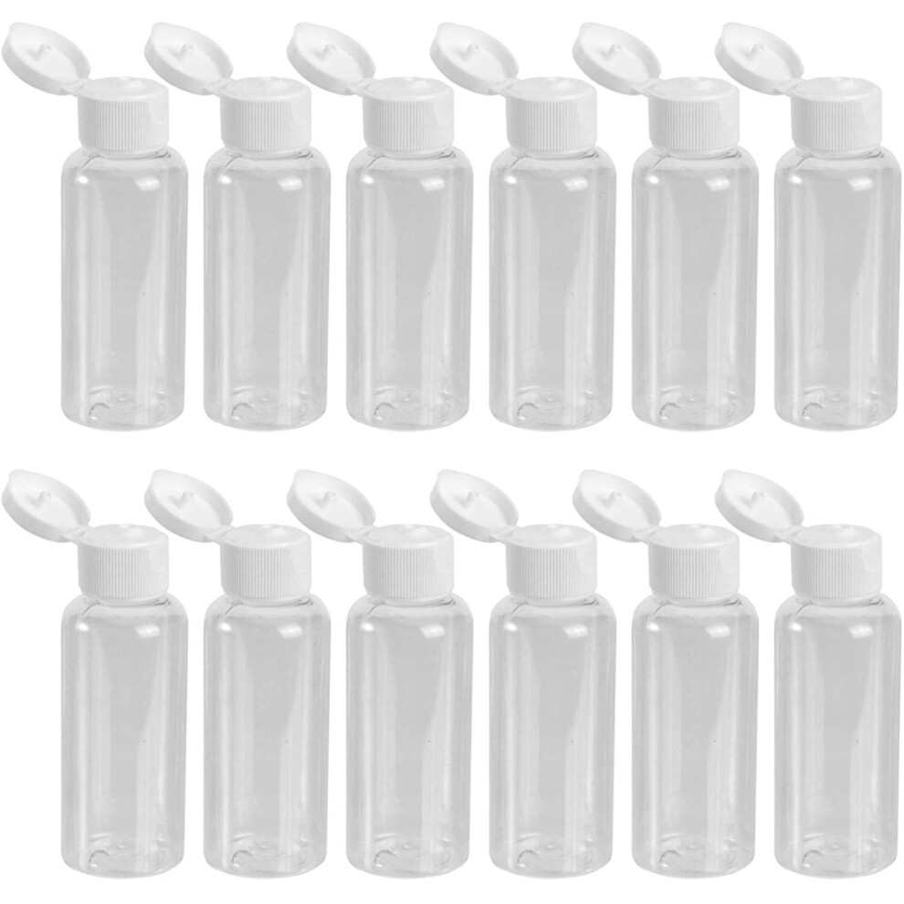 Set of 12 50ml empty plastic bottles with hinged lid 