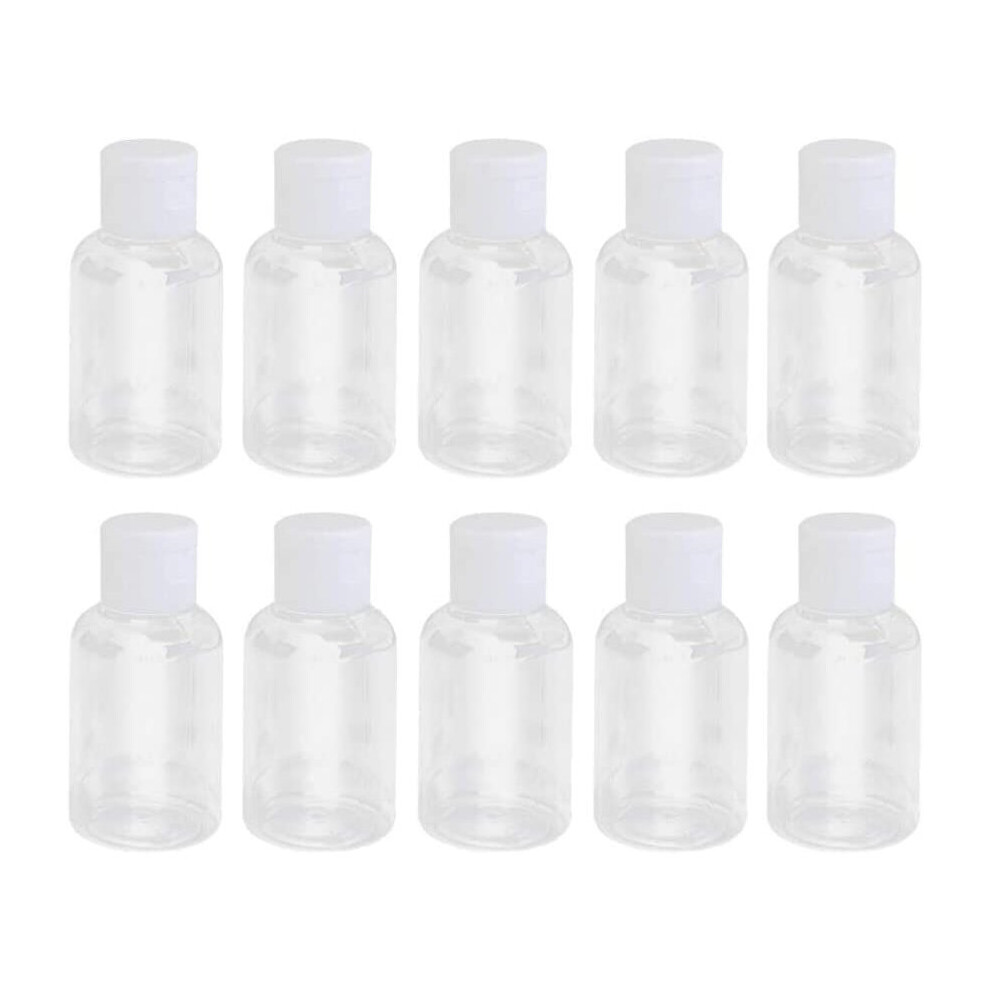 Set of 20 empty plastic sample bottles with flap cover 