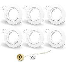 Set of 6 adjustable GU10 LED recessed spotlights Matte white Mounting frame