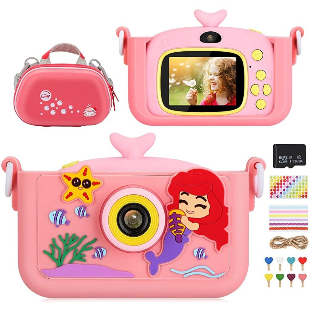 Kids Camera. with Camera Case. Silicone cover. Clip Photo. 32gb coin and card sticker. 20 MP HD 1080P Rechargeable And Shockproof Camera-image-OPC-PBM9T6D-NEW