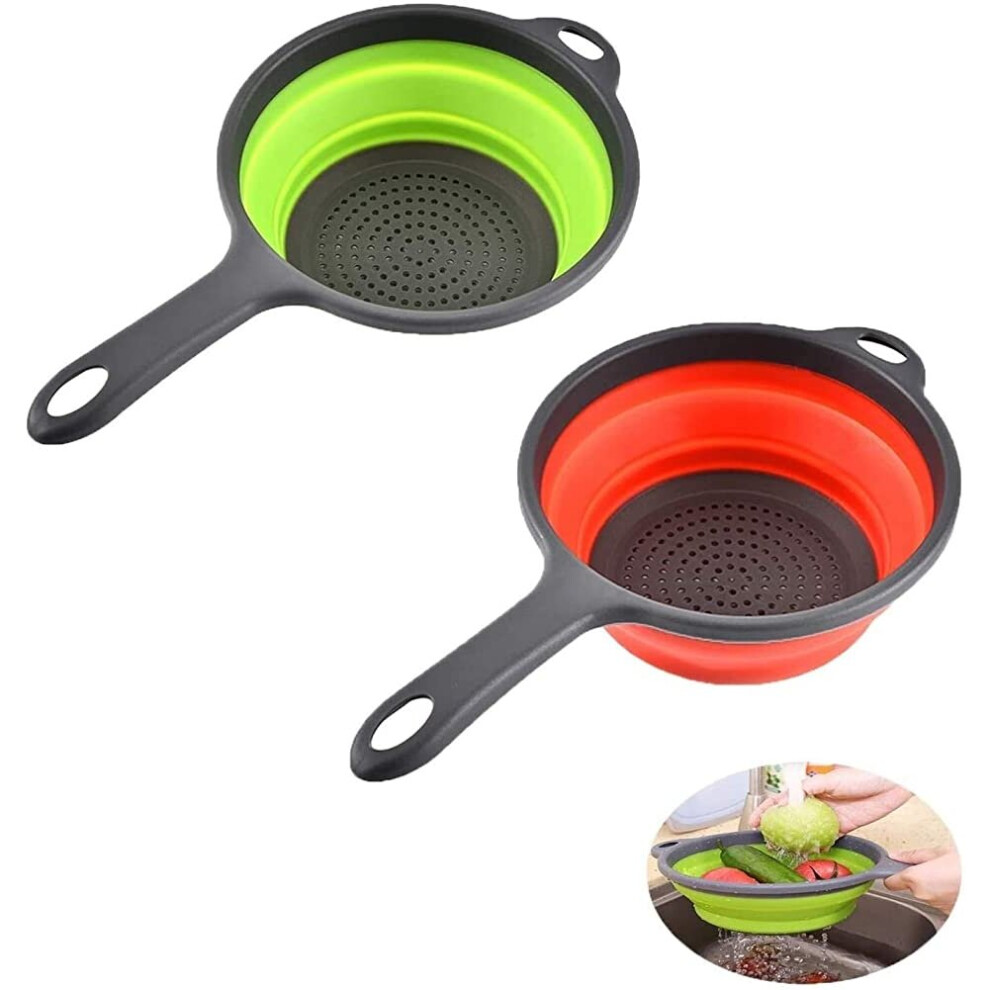Set of 2 collapsible silicone kitchen colanders with handles-image-OPC-PBM9TMN-NEW