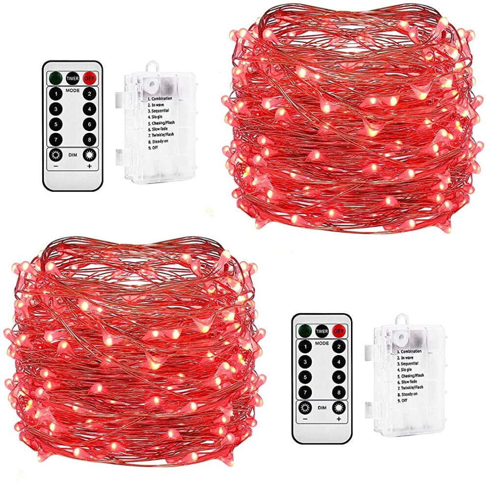 Battery-Operated String Lights. 2 Pack 3 * AA Battery Powered Copper Wire Remote Control Timer Waterproof Led Firefly Lights-image-OPC-PBM9TNZ-NEW