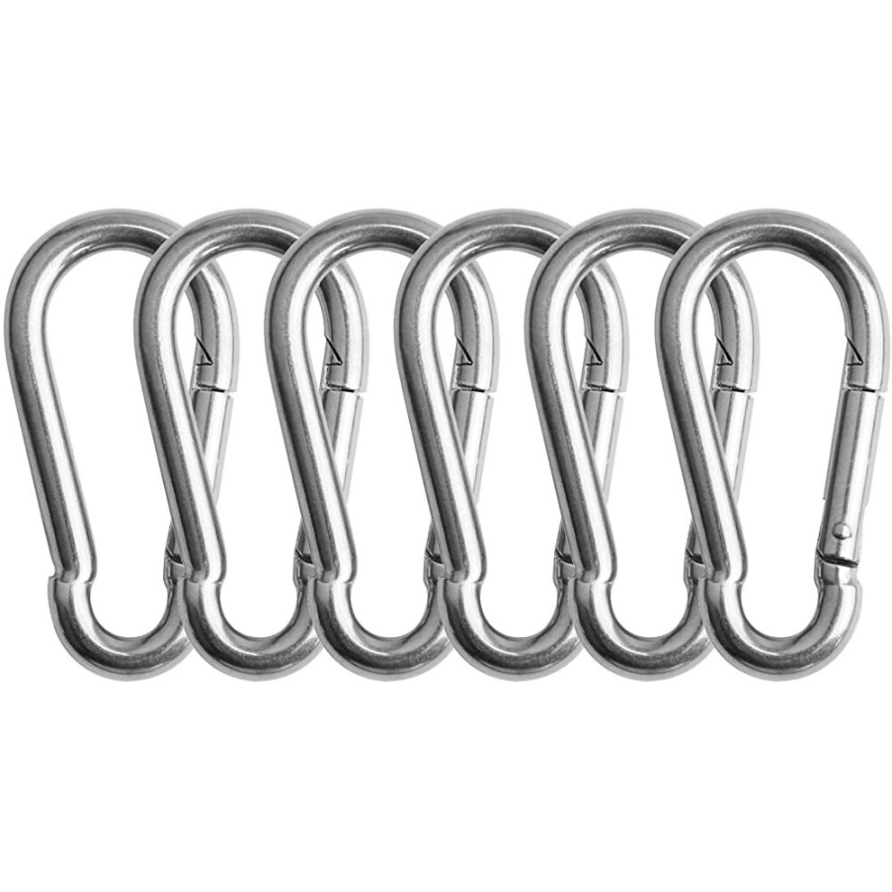 6Pcs M6 Carabiners Inox 304 Quick Link Locking Ring Hook Keyring Gym Cable Weight Hook 