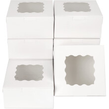 White Bakery Boxes 6x6x3 Inches 20pcs with Window Small Cookie box Treat Box for Cookies, Cake, Pie, Pastry, Cupcakes