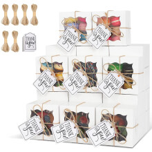 60 Pcs White Bakery Boxes with Window 4x4x2.5 Inches Cookie Boxes Kraft Paper White Gift Box for Pastries, Cookies, Pie, Donuts, Macaron