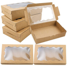 30 Pack Brown Kraft Cookie Boxes with Clear Window,Premium Small Paper Gift Box Containers for Dessert Pastry Candy Packaging,Wedding,Party,Christmas