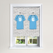 (120 cm Width x 140 cm Drop, Football Shirts) Lister Cartwright Personalised Blackout Roller Blinds Football Shirts Customised Name Locker Room
