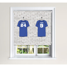(150 cm Width x 140 cm Drop, Football Shirts) Lister Cartwright Personalised Blackout Roller Blinds Football Shirts Customised Name Locker Room