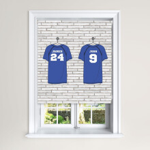 (120 cm Width x 140 cm Drop, Football Shirts) Lister Cartwright Personalised Blackout Roller Blinds Football Shirts Customised Name Locker Room