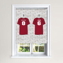 (120 cm Width x 140 cm Drop, Football Shirts) Lister Cartwright Personalised Blackout Roller Blinds Football Shirts Customised Name Locker Room