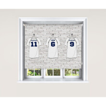 (180 cm Width x 140 cm Drop, Football Shirts) Lister Cartwright Personalised Blackout Roller Blinds Football Shirts Customised Name Locker Room