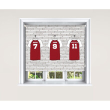 (180 cm Width x 140 cm Drop, Football Shirts) Lister Cartwright Personalised Blackout Roller Blinds Football Shirts Customised Name Locker Room