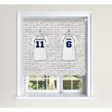 (150 cm Width x 140 cm Drop, Football Shirts) Lister Cartwright Personalised Blackout Roller Blinds Football Shirts Customised Name Locker Room