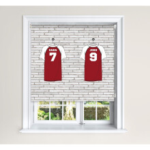 (150 cm Width x 140 cm Drop, Football Shirts) Lister Cartwright Personalised Blackout Roller Blinds Football Shirts Customised Name Locker Room
