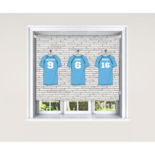 (180 cm Width x 140 cm Drop, Football Shirts) Lister Cartwright Personalised Blackout Roller Blinds Football Shirts Customised Name Locker Room