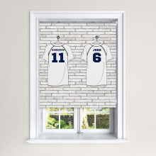 (120 cm Width x 140 cm Drop, Football Shirts) Lister Cartwright Personalised Blackout Roller Blinds Football Shirts Customised Name Locker Room