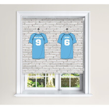 (150 cm Width x 140 cm Drop, Football Shirts) Lister Cartwright Personalised Blackout Roller Blinds Football Shirts Customised Name Locker Room