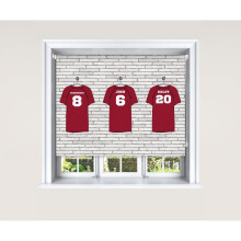 (180 cm Width x 140 cm Drop, Football Shirts) Lister Cartwright Personalised Blackout Roller Blinds Football Shirts Customised Name Locker Room