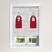 (120 cm Width x 140 cm Drop, Football Shirts) Lister Cartwright Personalised Blackout Roller Blinds Football Shirts Customised Name Locker Room