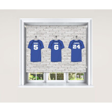 (180 cm Width x 140 cm Drop, Football Shirts) Lister Cartwright Personalised Blackout Roller Blinds Football Shirts Customised Name Locker Room