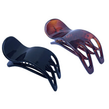 French Simply Bear Cub Hair Claws Set of 2 - Tortoise Shell & Black Celluloid, Medium Side Slide (3in) - 5290690000000