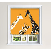 (150 cm Width x 140 cm Drop, Yellow Giraffe) Lister Cartwright Yellow Giraffe Blackout Roller Blind Painted Design Cut to Size Easy Fit Child Safety