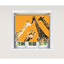 (180 cm Width x 140 cm Drop, Yellow Giraffe) Lister Cartwright Yellow Giraffe Blackout Roller Blind Painted Design Cut to Size Easy Fit Child Safety