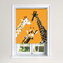 (120 cm Width x 140 cm Drop, Yellow Giraffe) Lister Cartwright Yellow Giraffe Blackout Roller Blind Painted Design Cut to Size Easy Fit Child Safety