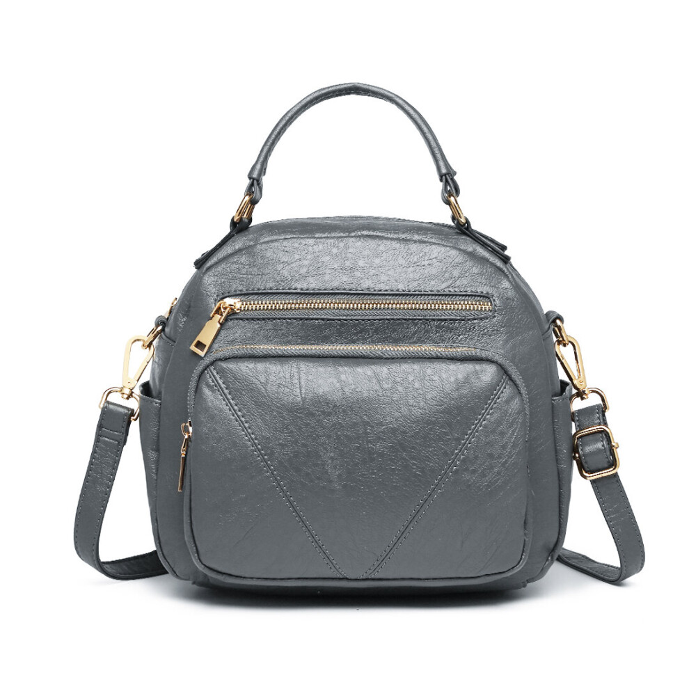 (Grey) Bowler Style Shoulder Bag
